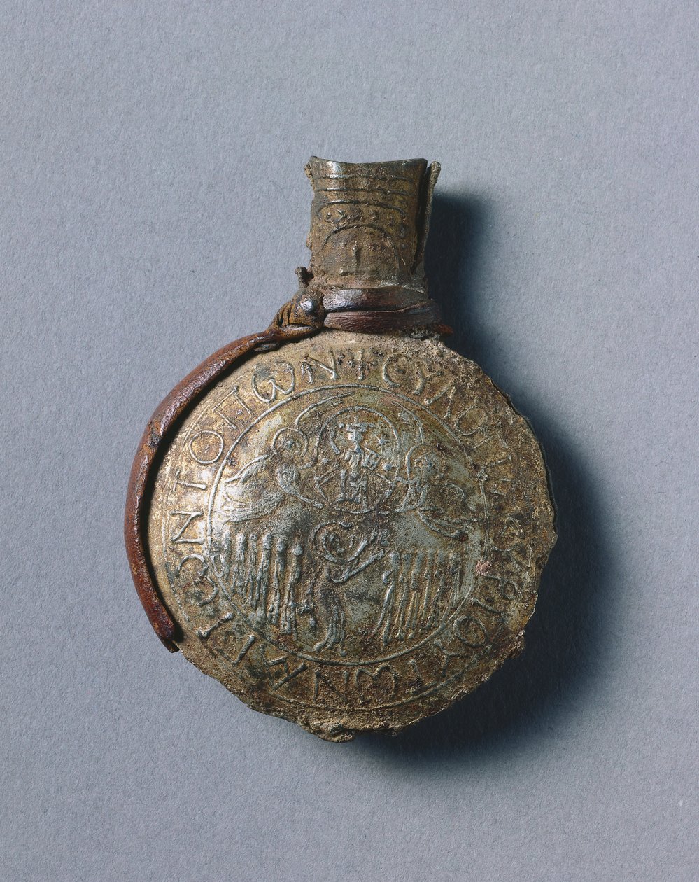 Pilgrims Ampulla med scener av korsfästelsen av Byzantine School