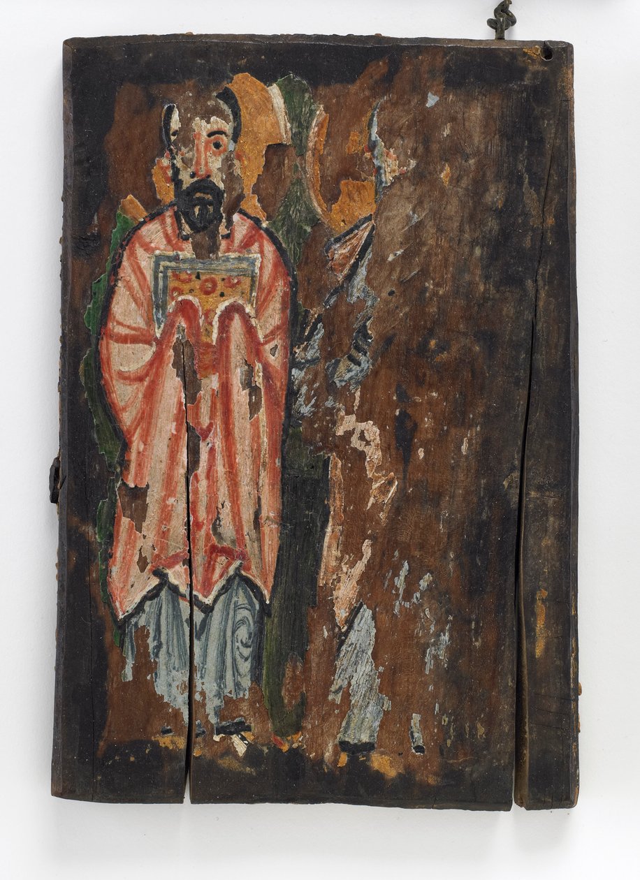 St. Mark and St. Luke, högra omslaget till Washington Manuscript III (enkaustisk målning på träpanel) av Byzantine School