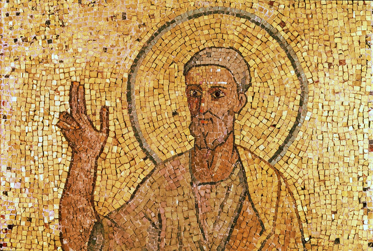 St. Peter, från St. Peters krypt, ca 700 e.Kr. (mosaik) (se även 151555) av Byzantine School