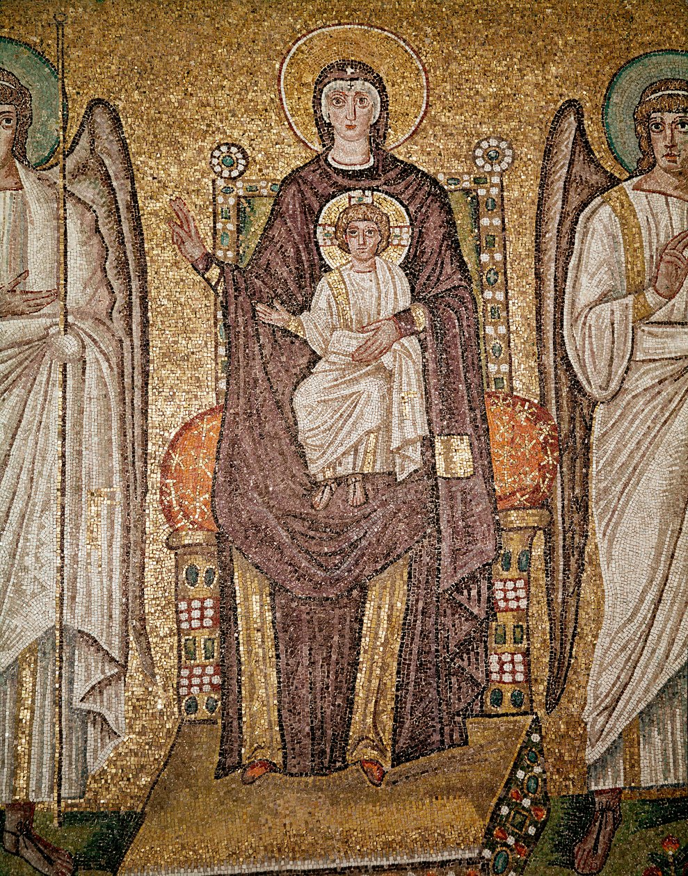 Den bysantinska jungfrun (Detalj av mosaik, 600-talet) av Byzantine School