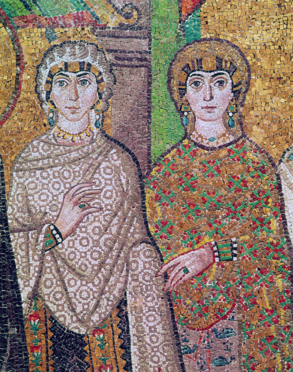 Kejsarinnan Theodoras två skötande damer av Byzantine School