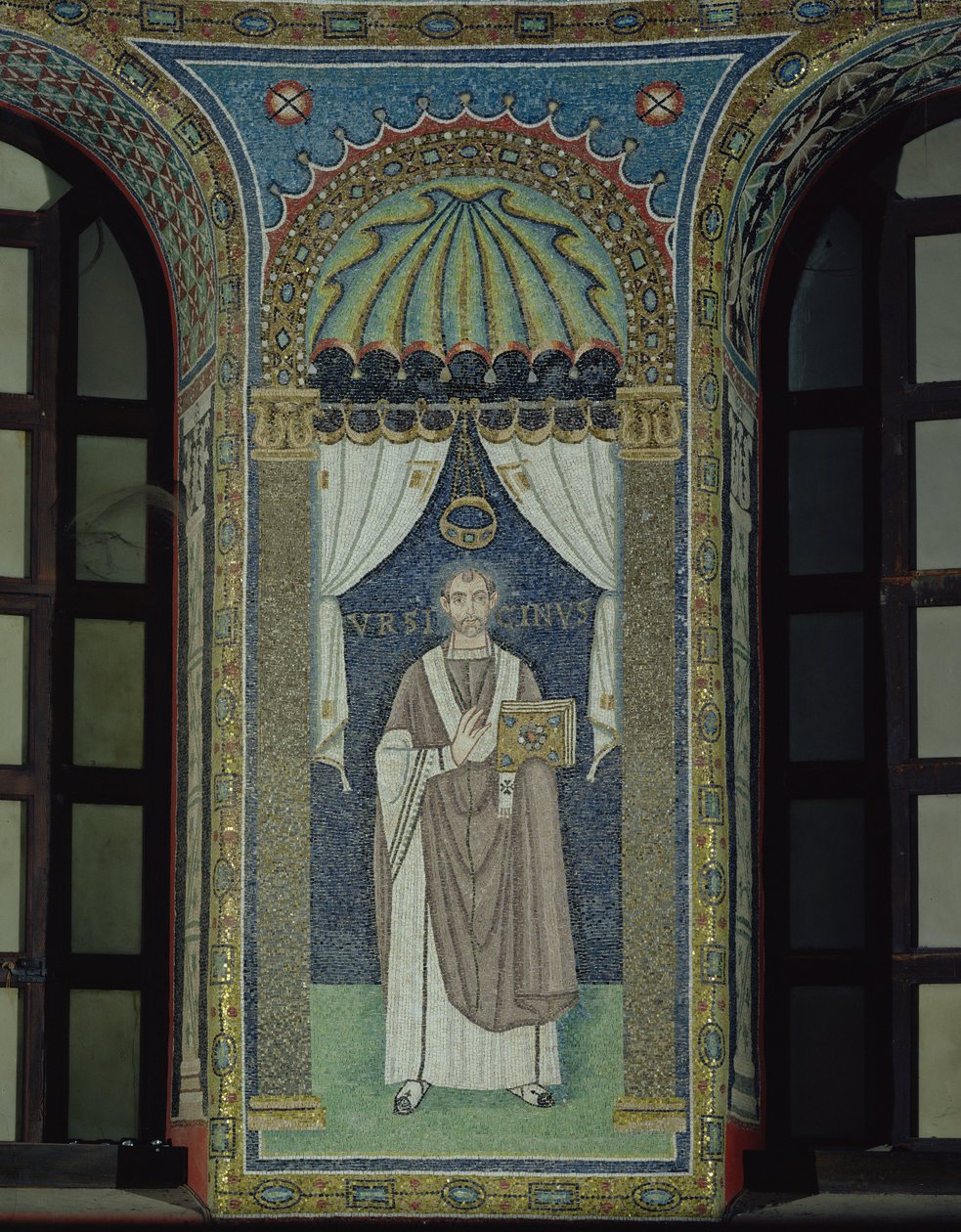 Ursicino, en biskop av Ravenna (mosaik) av Byzantine School