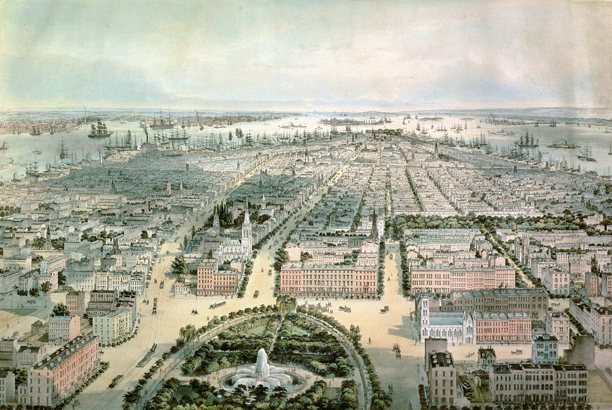New York blickar söderut från Union Square, pub. av John Bachman, 1849 av C. Bachman