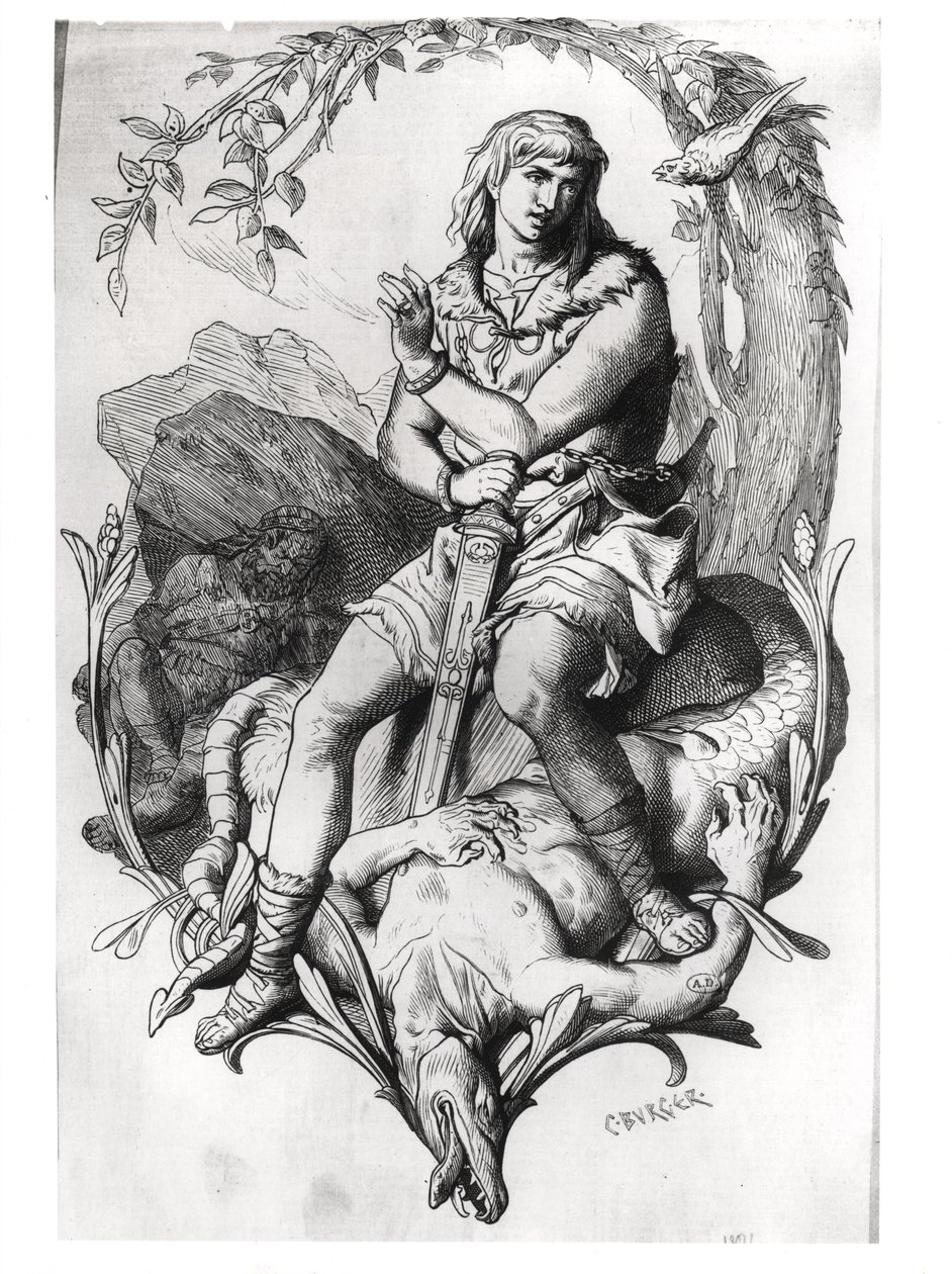 Siegfried och draken med den magiska fågeln av C. Burger