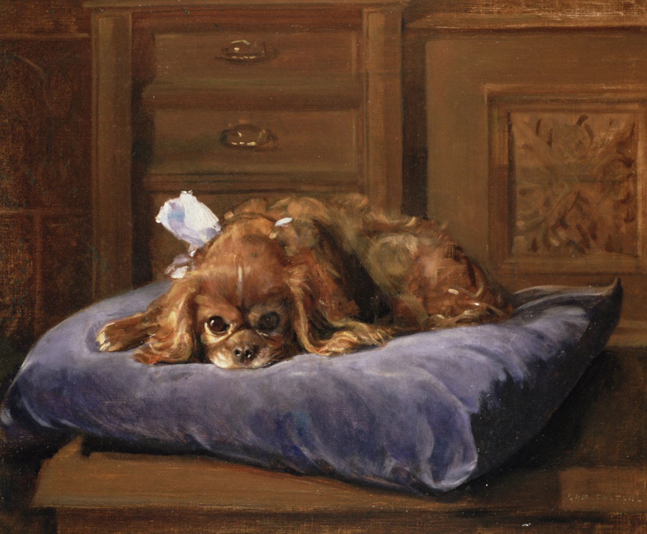 King Charles Spaniel (olja) av C. Fulton