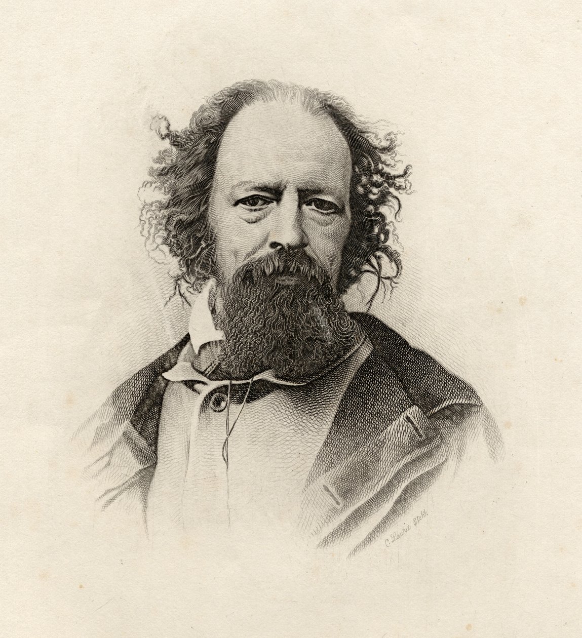 Porträtt av Alfred Lord Tennyson (1809-92) av C. Laurie