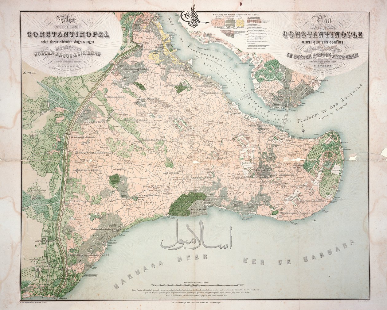 Karta över Konstantinopel och dess omgivningar, 1855-63 av C. Stolpe