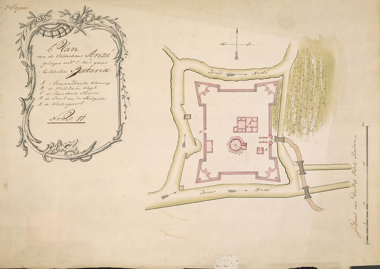 Plattegrond van de schans Anke av C.A. Luepken