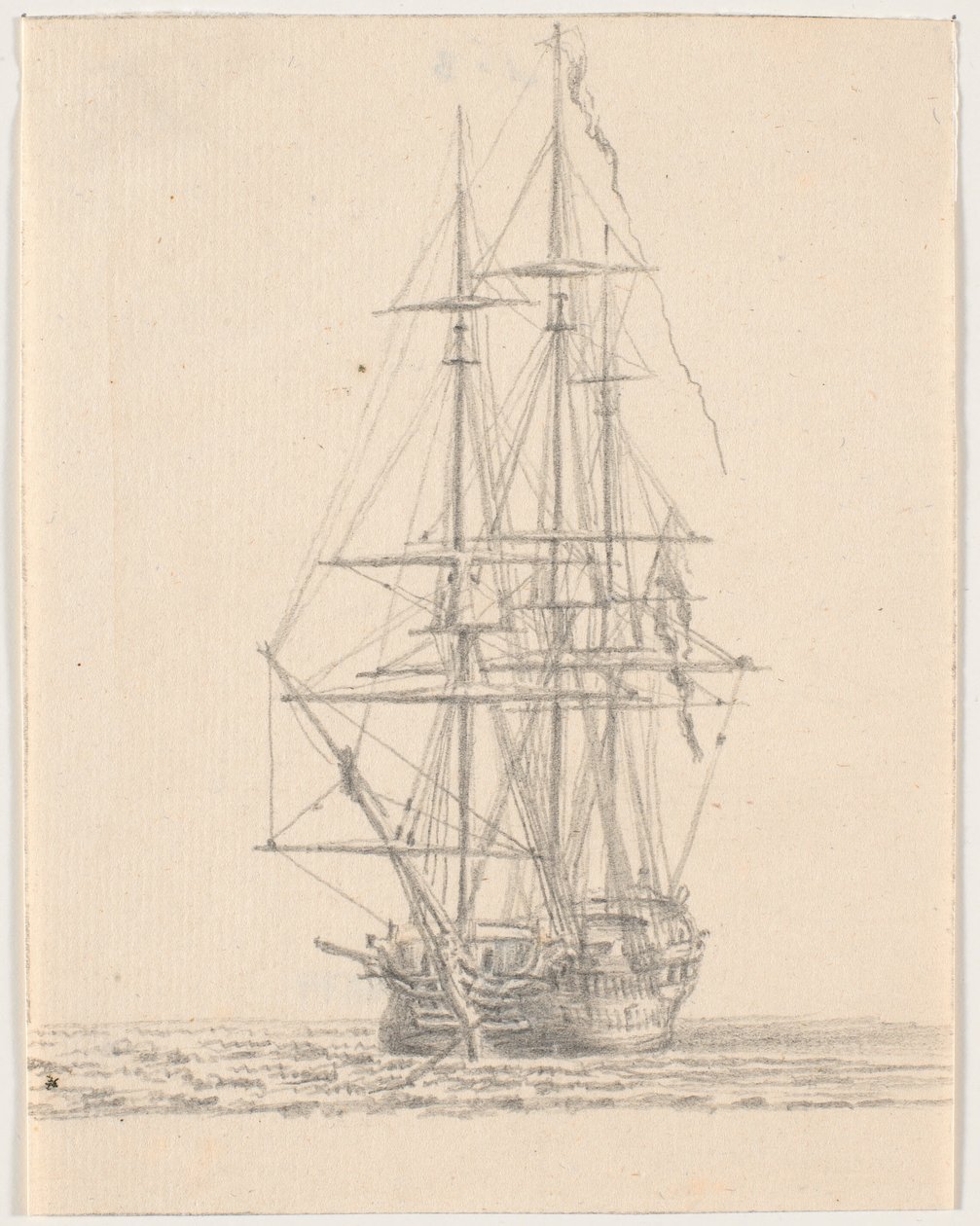 Marinens fartyg med hoprullade segel av C.A. Lorentzen