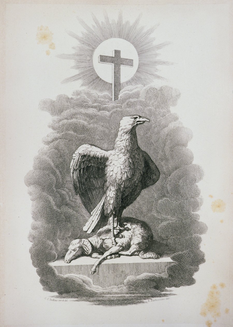 En allegori över Rom, graverad av B. Barloccini, 1849 av C.C Perkins