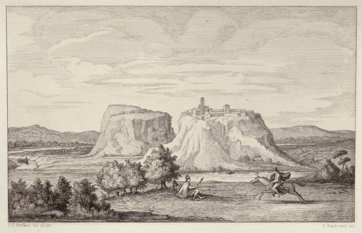 Imaginary View of Early Rome, graverad av B. Barloccini, 1849 av C.C Perkins