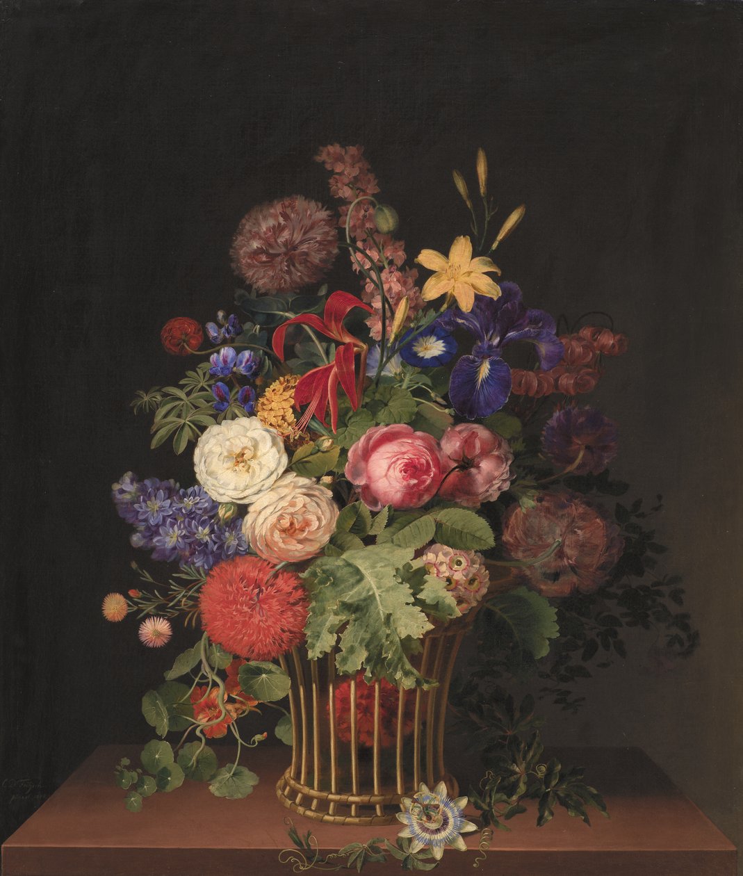En lätt käppkorg med blommor av C.D. Fritzsch