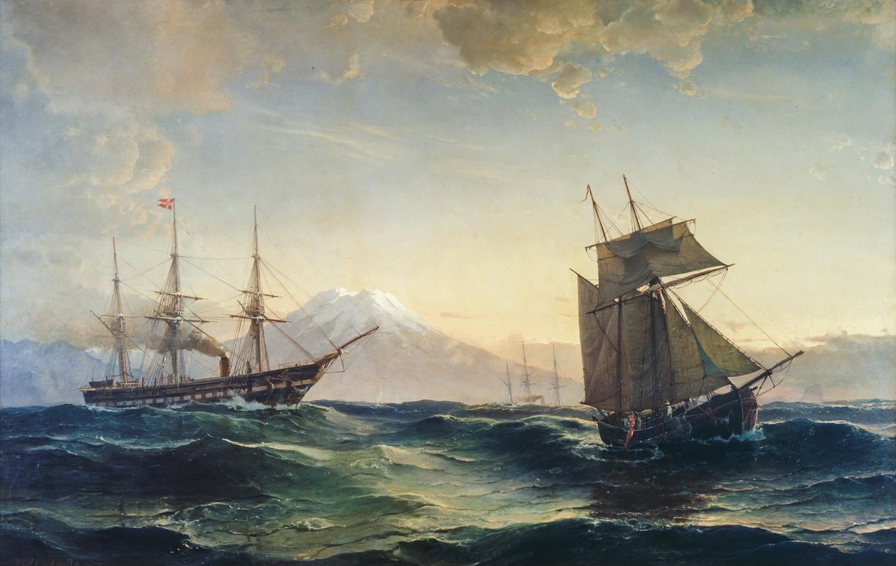 Skickar utanför Islands kust av C.F. Sørensen