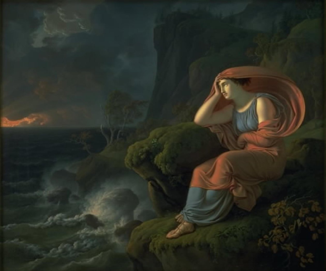 Alcyone väntar förgäves på sin man. Avsnitt från Ovidius: Metamorphoses av C.G. Kratzenstein Stub