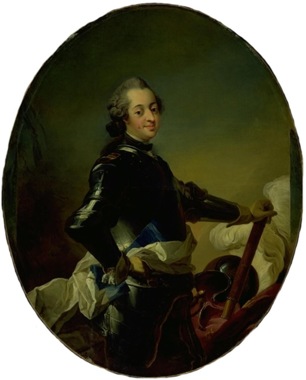 Porträtt av Frederik V i rustning av C.G. Pilo