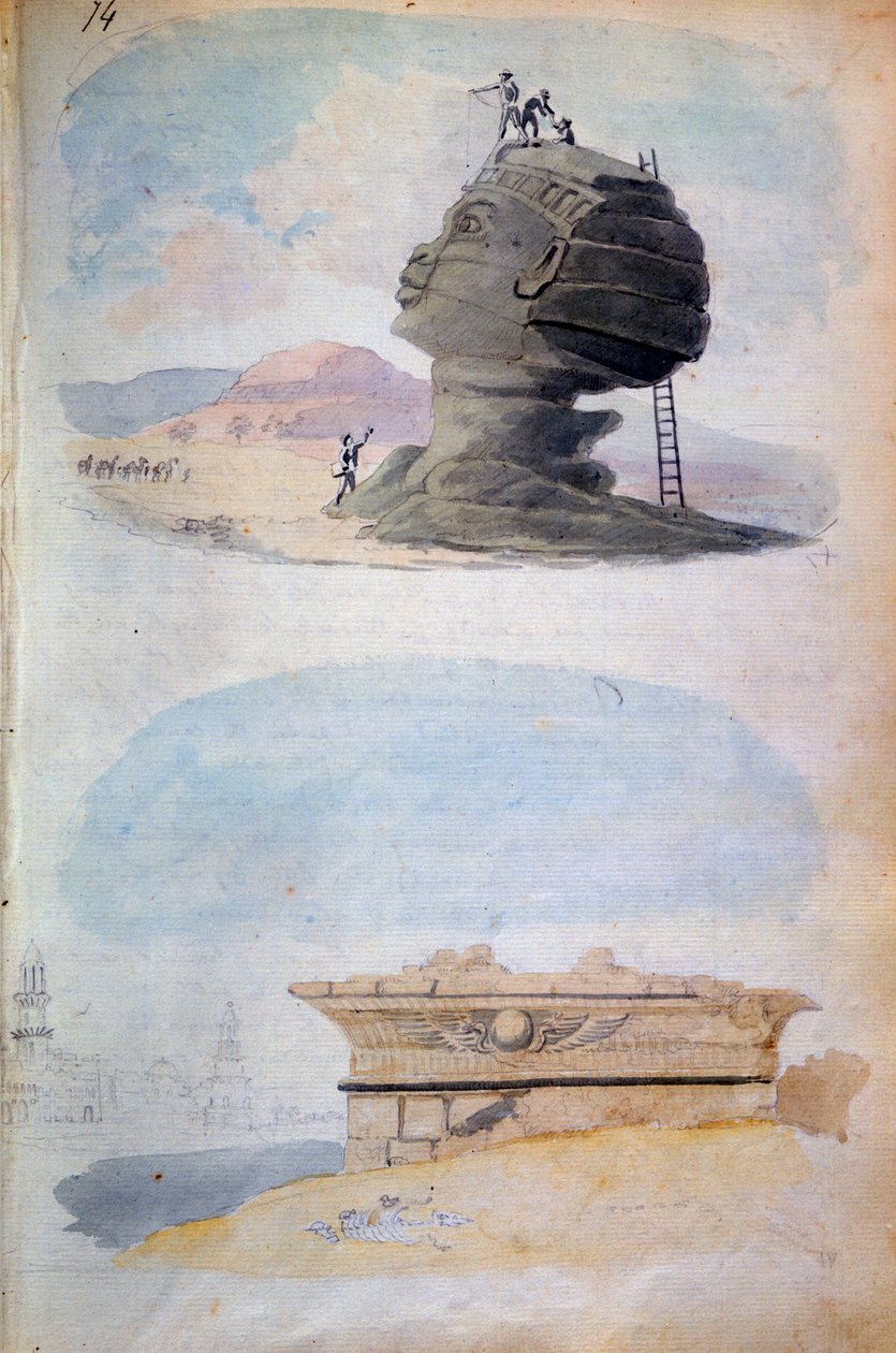Sfinxen och en grav, Egypten, 1800-talet av CH Smith