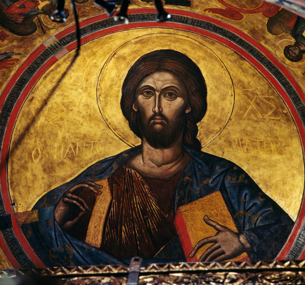 Blessing Christ, fresk i kupolen på klostret St John Theologian (Unescos världsarvslista av J.B. and Brown J. Rowbotham