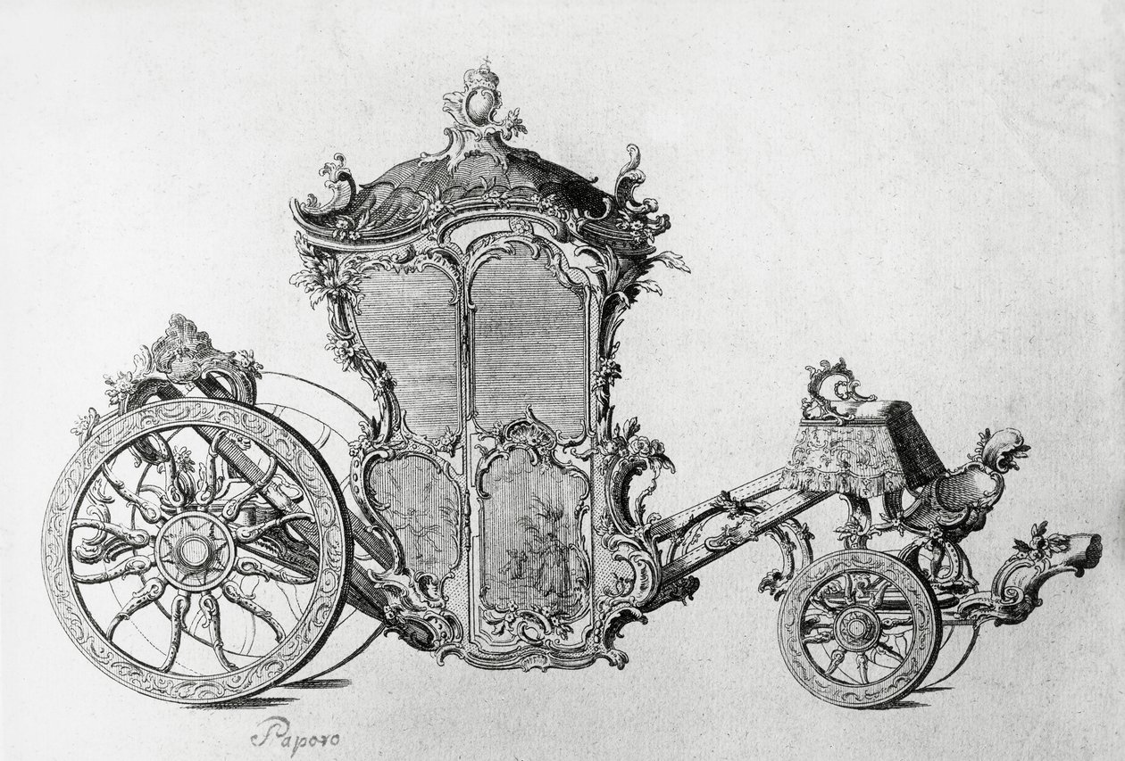 Design för rokokovagn, gravyr av J.B. and Brown J. Rowbotham
