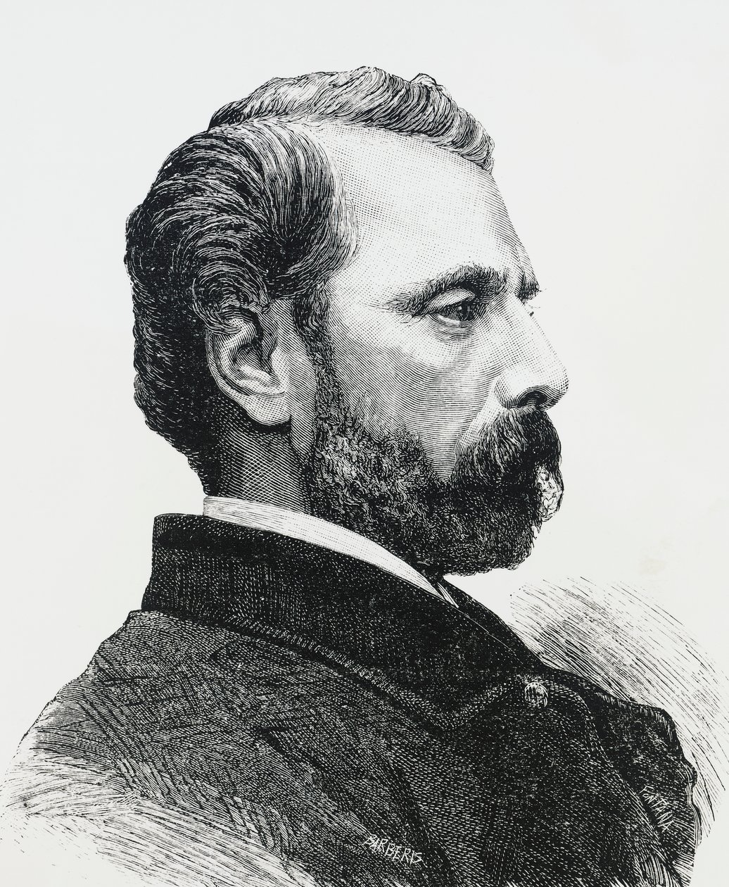 Porträtt av Agostino Bertani (1812-1886) 1860, italiensk läkare och patriot, gravyr av J.B. and Brown J. Rowbotham