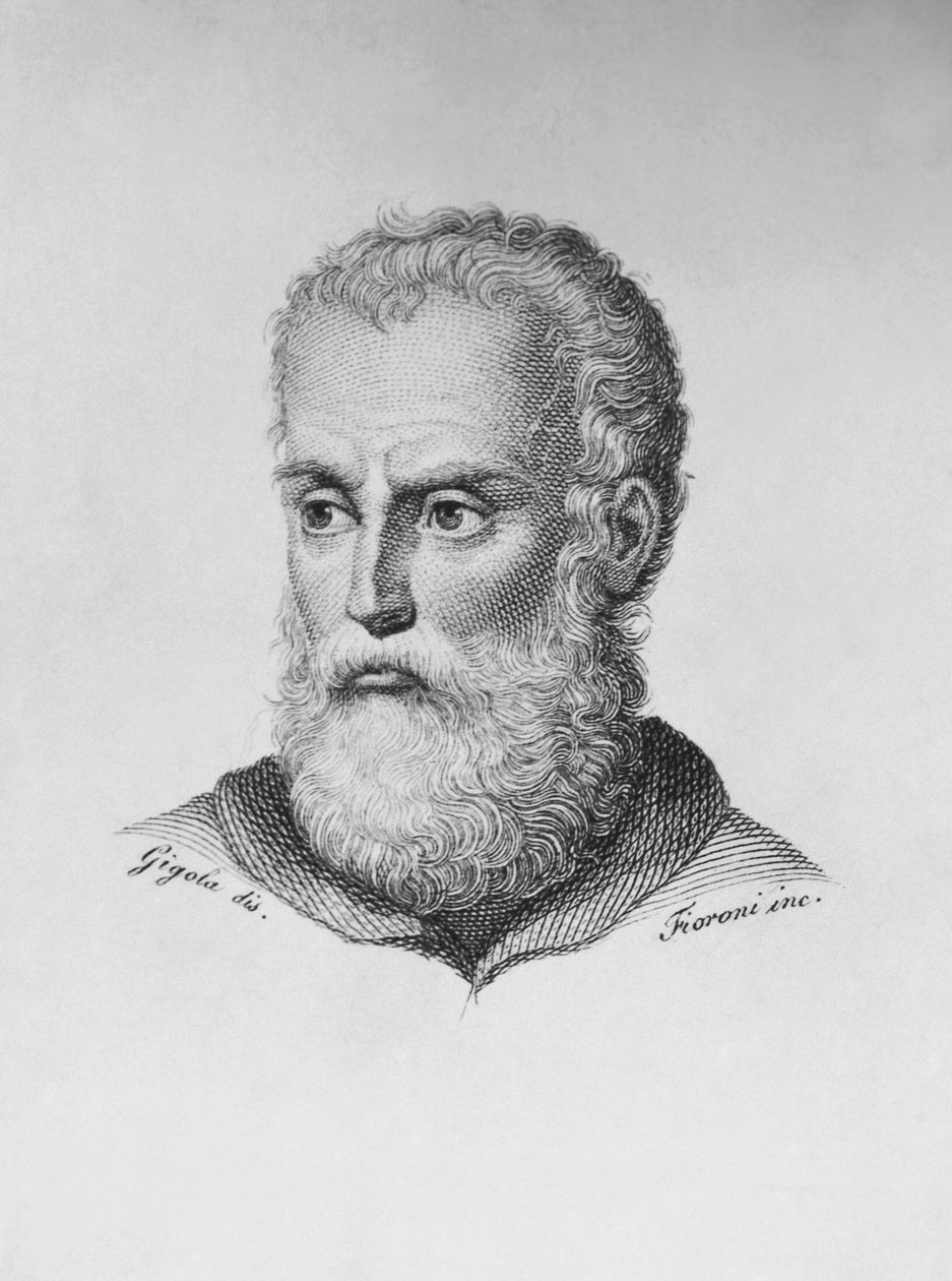 Porträtt av Annibale Caro (1507-1566), italiensk författare och poet, gravyr av Ado Fioroni (aktiv 1812-1833) efter teckning av Giovanni Battista Gigola (1767-1841) av J.B. and Brown J. Rowbotham