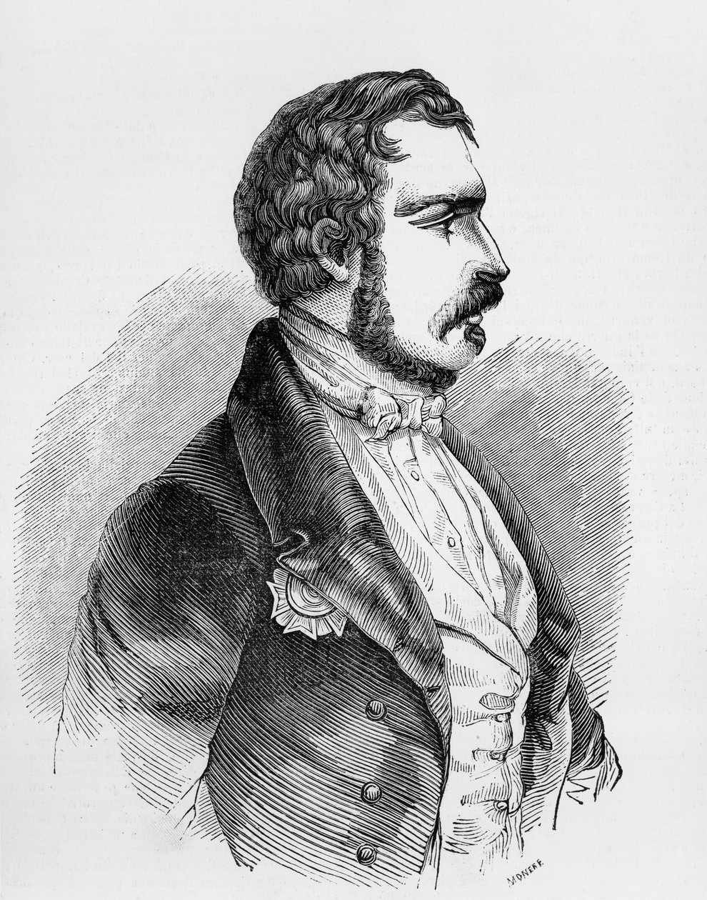 Porträtt av Charles-Louis Napoleon Bonaparte, eller Napoleon III (1808-1873), president för Franska andra republiken 1848 till 1852 och kejsare av andra franska kejsardömet 1852 till 1870, gravyr av J.B. and Brown J. Rowbotham