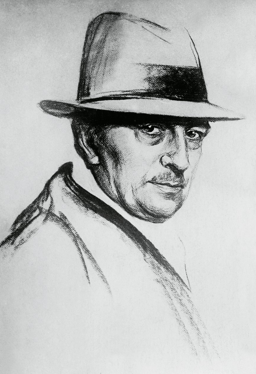 Porträtt av Dario Niccodemi (1874-1934), italiensk dramatiker och författare av J.B. and Brown J. Rowbotham