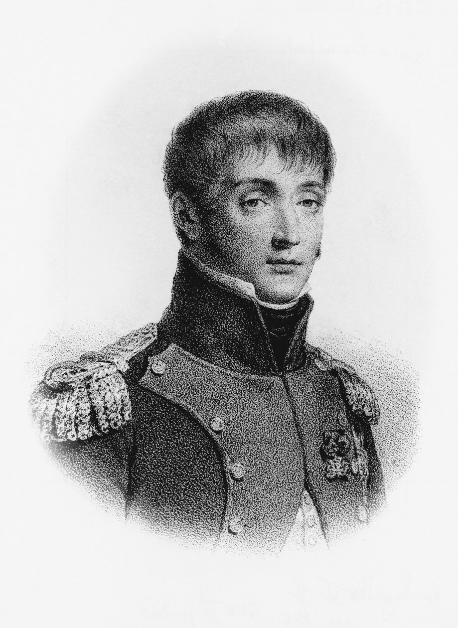 Porträtt av Louis Bonaparte (1778-1846), fransk soldat och kung av Holland från 1806 till 1810, gravyr av J.B. and Brown J. Rowbotham