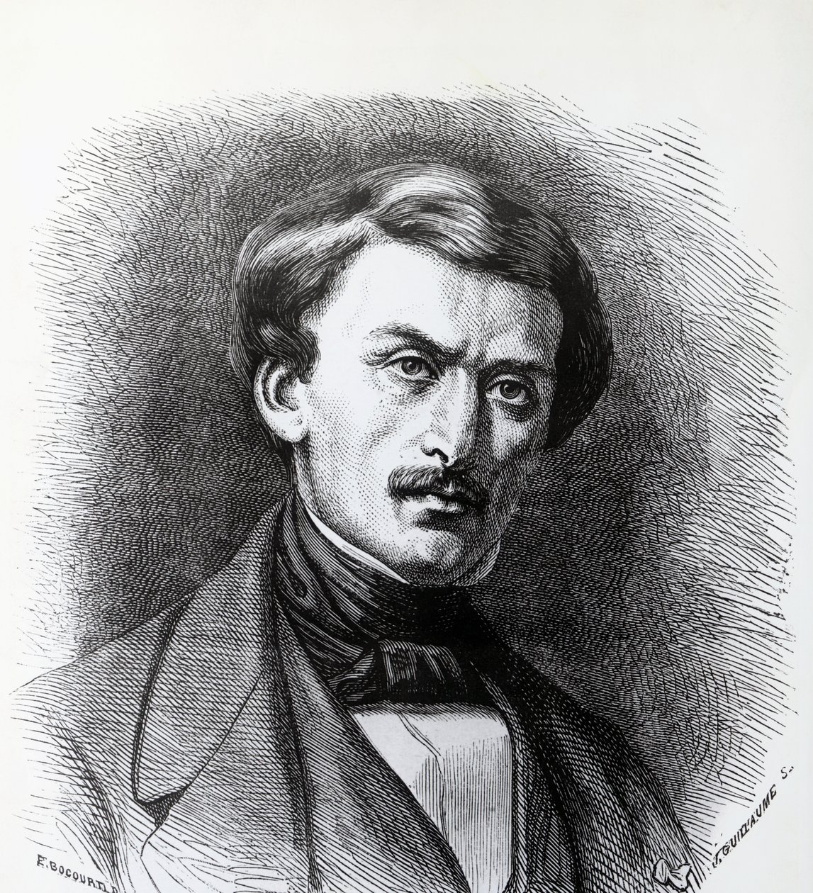 Porträtt av Paul-Emile Botta (1802-1870), italienskfödd fransk arkeolog, gravyr Frankrike av J.B. and Brown J. Rowbotham