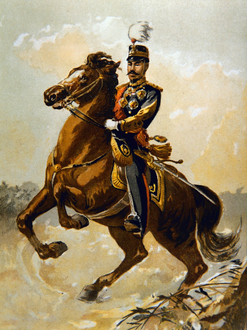 Kejsaren av Japan 1904 (färg litho) av J.B. and Brown J. Rowbotham