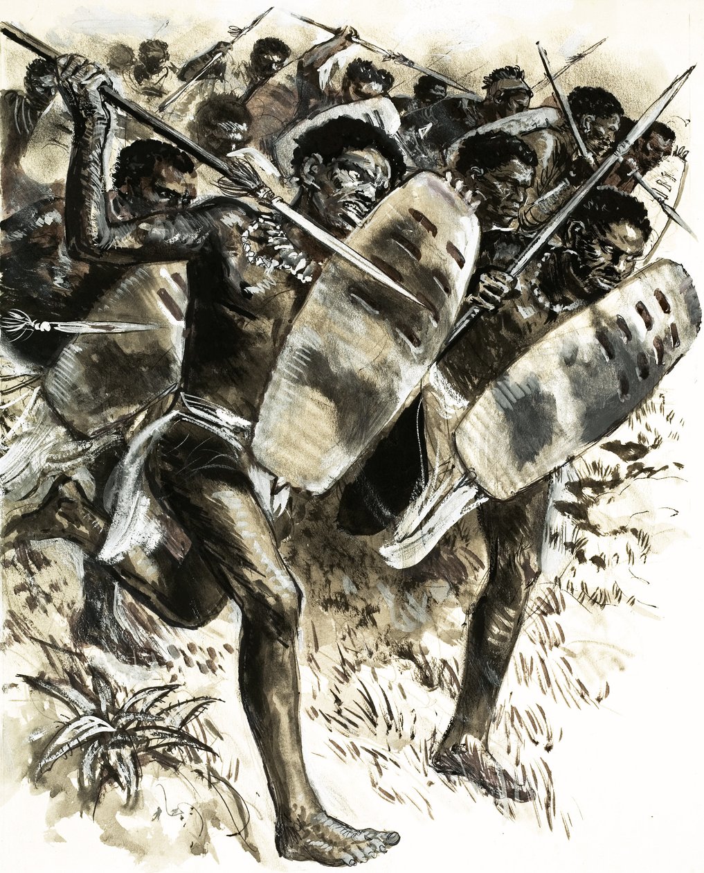 Abessinska stamfolk anfaller fortet vid Gura 1875 av C.L. Doughty