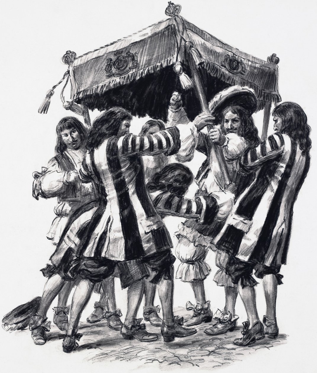 Charles II:s kröning (gouache på papper) av C.L. Doughty