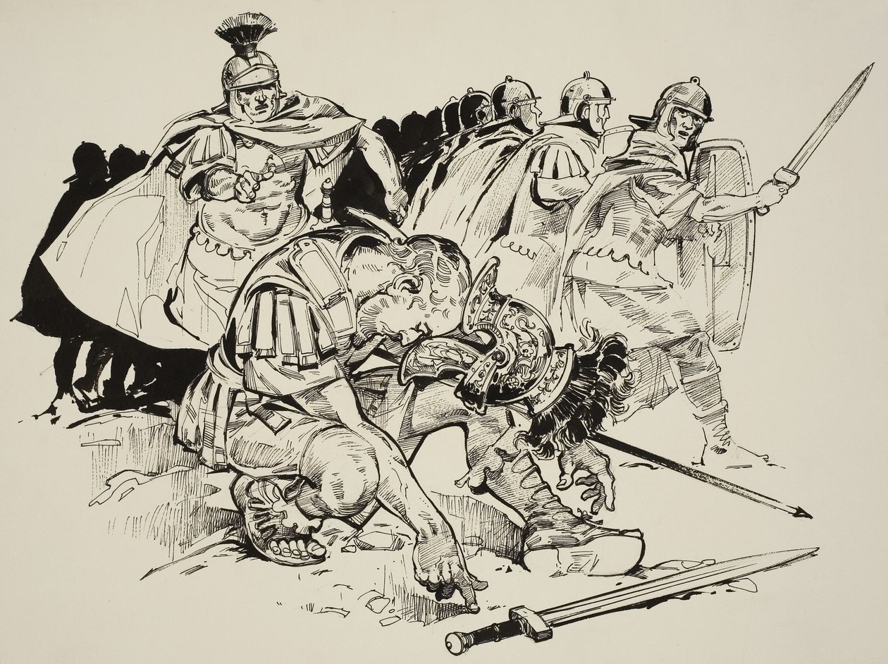 Kejsar Julianus död (331-63) (gouache på papper) av C.L. Doughty