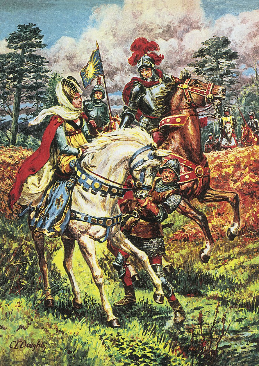 Edward IV, Triumph of the House of York, illustration från "A Pageant of Kings" (färglitografi) av C.L. Doughty