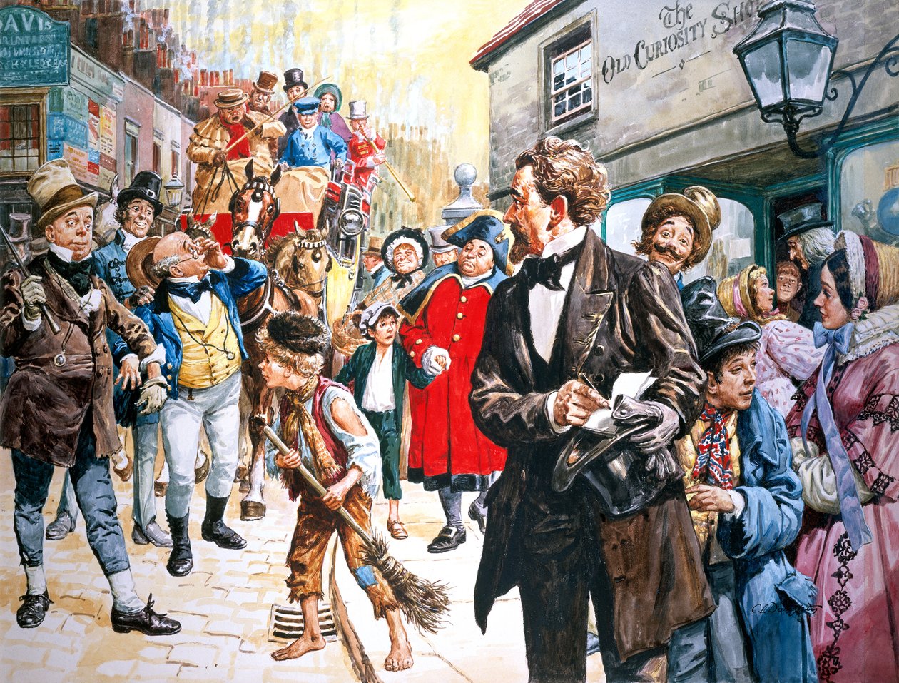 "Old Curiosity Shop" av Charles Dickens skriven 1840-1 (gouache på papper) av C.L. Doughty