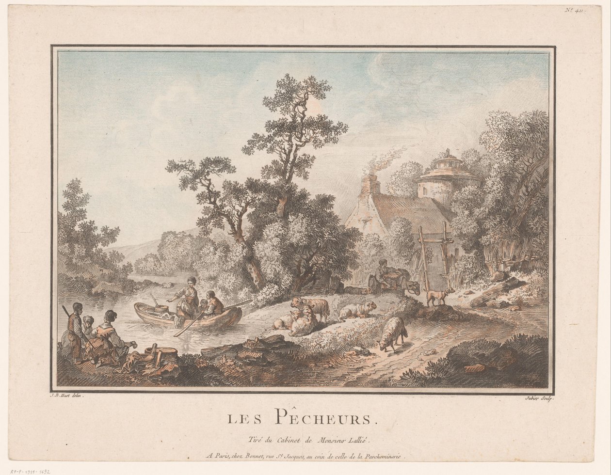 Landskap med herdar och fiskare Les Pêcheurs. (titel på objekt) av C.L. Jubier