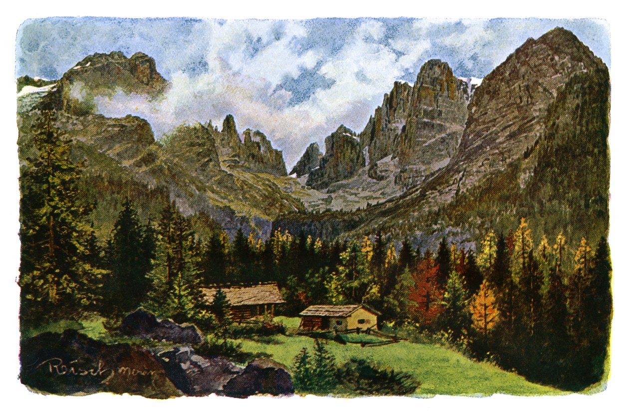 Lake Nambino och Brentagroup, Tyrolen, 1901 av CM Reisch