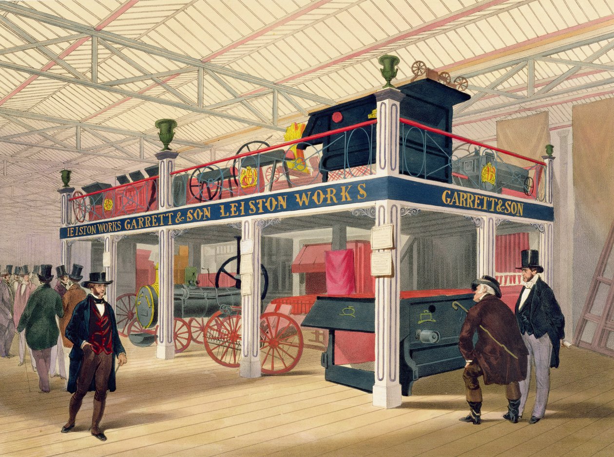 Crystal Palace, jordbruksdomstolen (färgad litho) av C.T. Dolby
