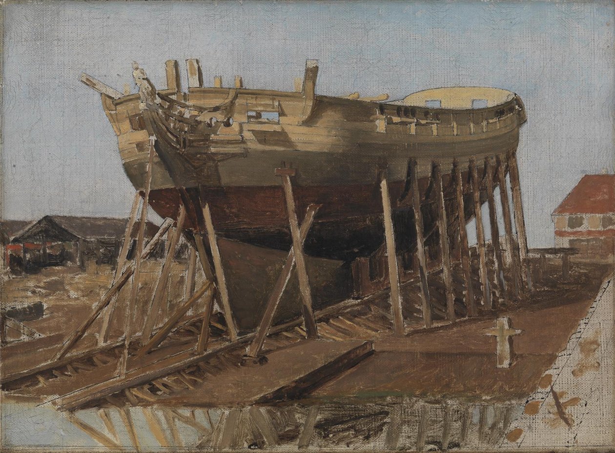En Corvette på aktierna. köpenhamn av Christoffer Wilhelm Eckersberg
