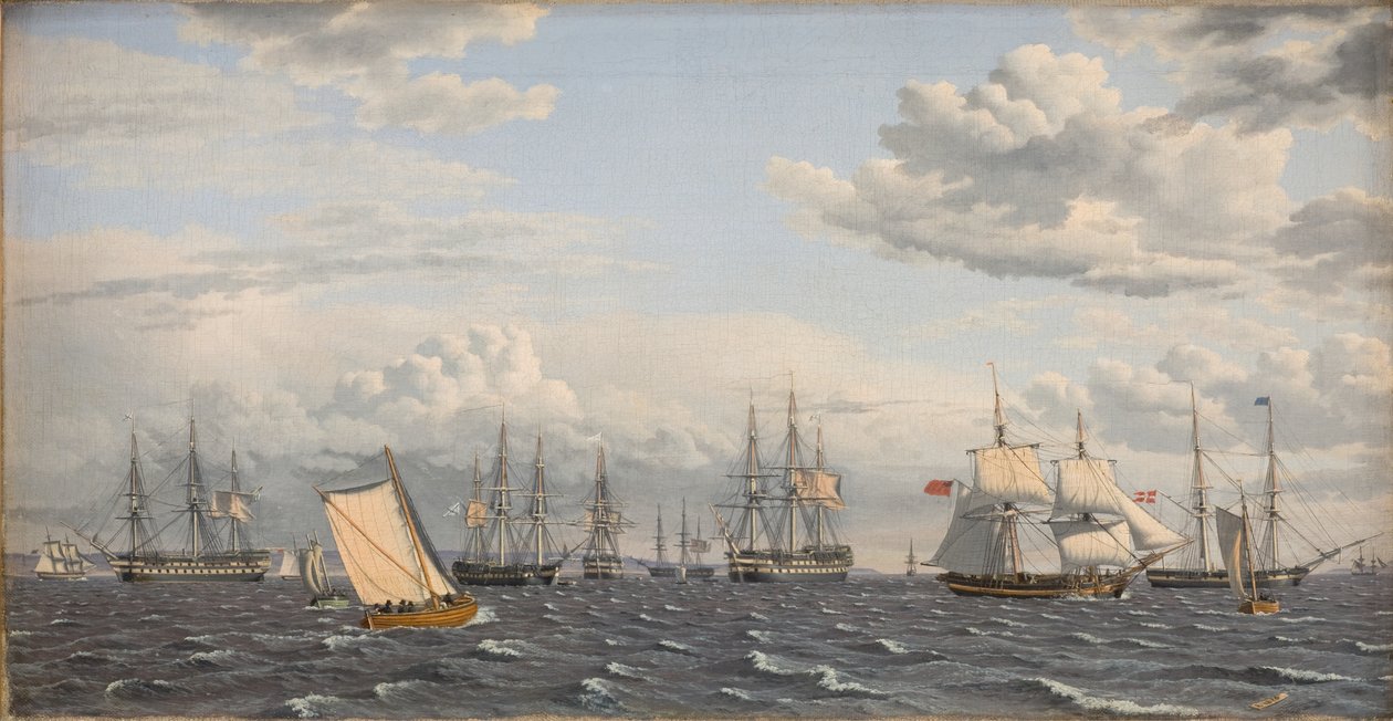 En rysk flotta för ankar nära Helsingör av Christoffer Wilhelm Eckersberg