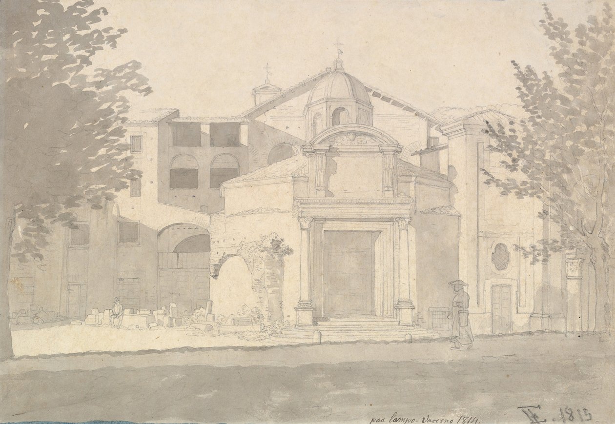 En del av Via Sacra, Rom Kyrkan av heliga Cosmas och Damian, 1814-15. av Christoffer Wilhelm Eckersberg