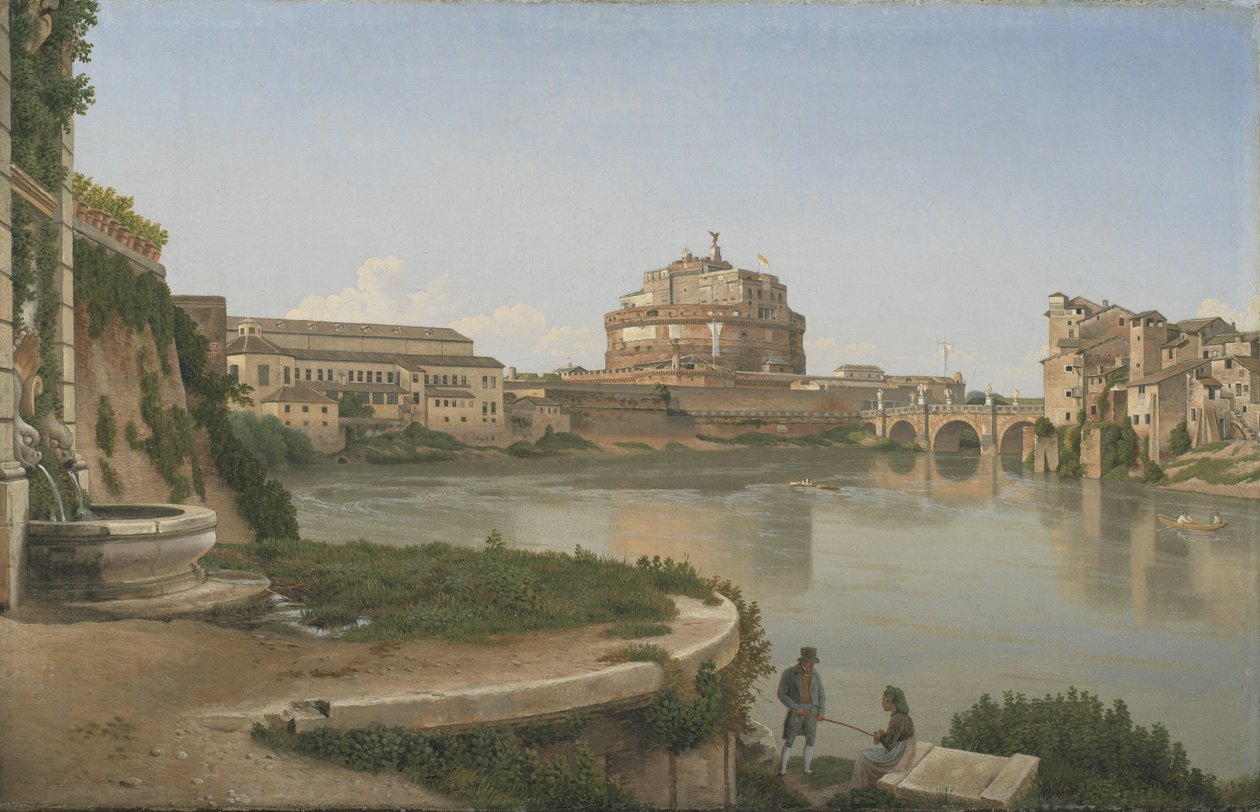 Utsikt över Tibern från Trastevere mot Castel S. Angelo av Christoffer Wilhelm Eckersberg