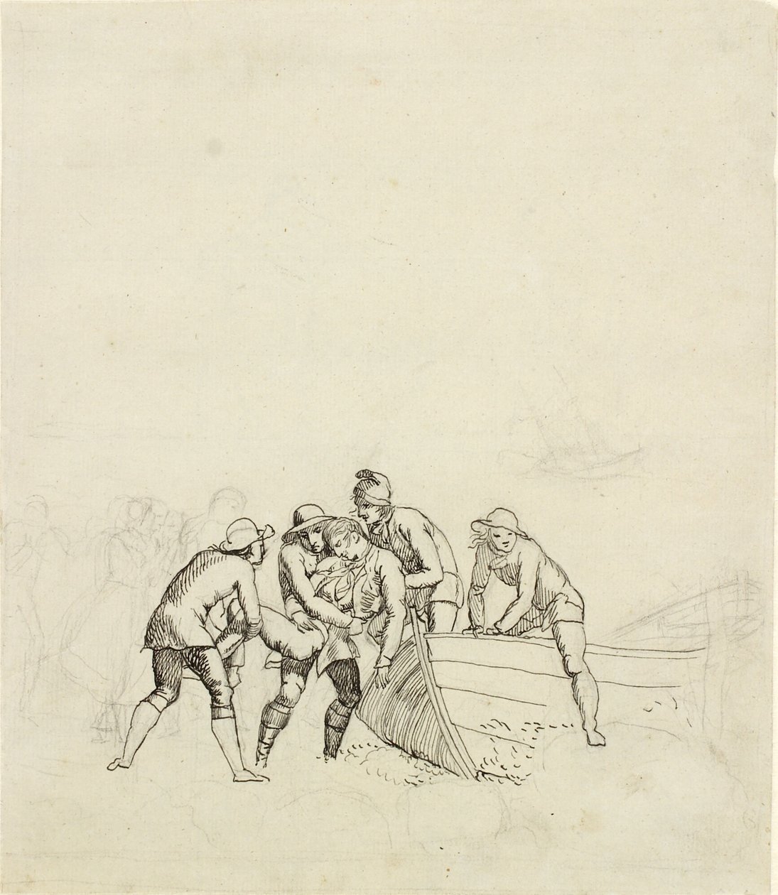 Fiskarna från Hornbæk - studera för huvudgruppen av Christoffer Wilhelm Eckersberg