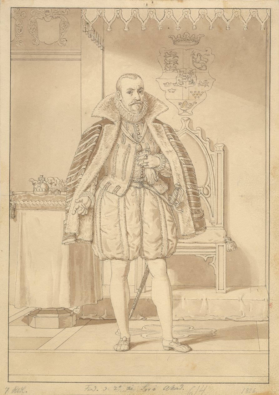 Frederik II i kröningsdräkt. av Christoffer Wilhelm Eckersberg