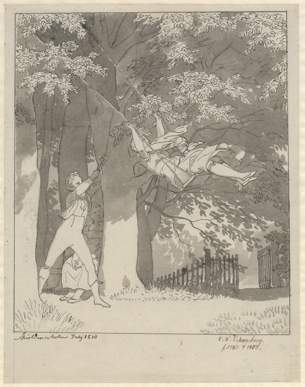 Gungan. Från skogen vid Skjoldnæsholm av Christoffer Wilhelm Eckersberg