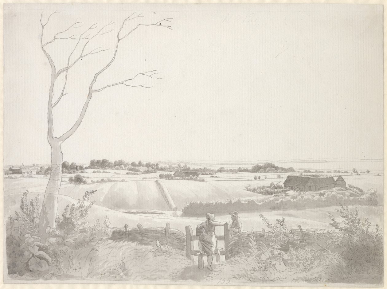 Landskap med bondflicka vid en sten av Christoffer Wilhelm Eckersberg