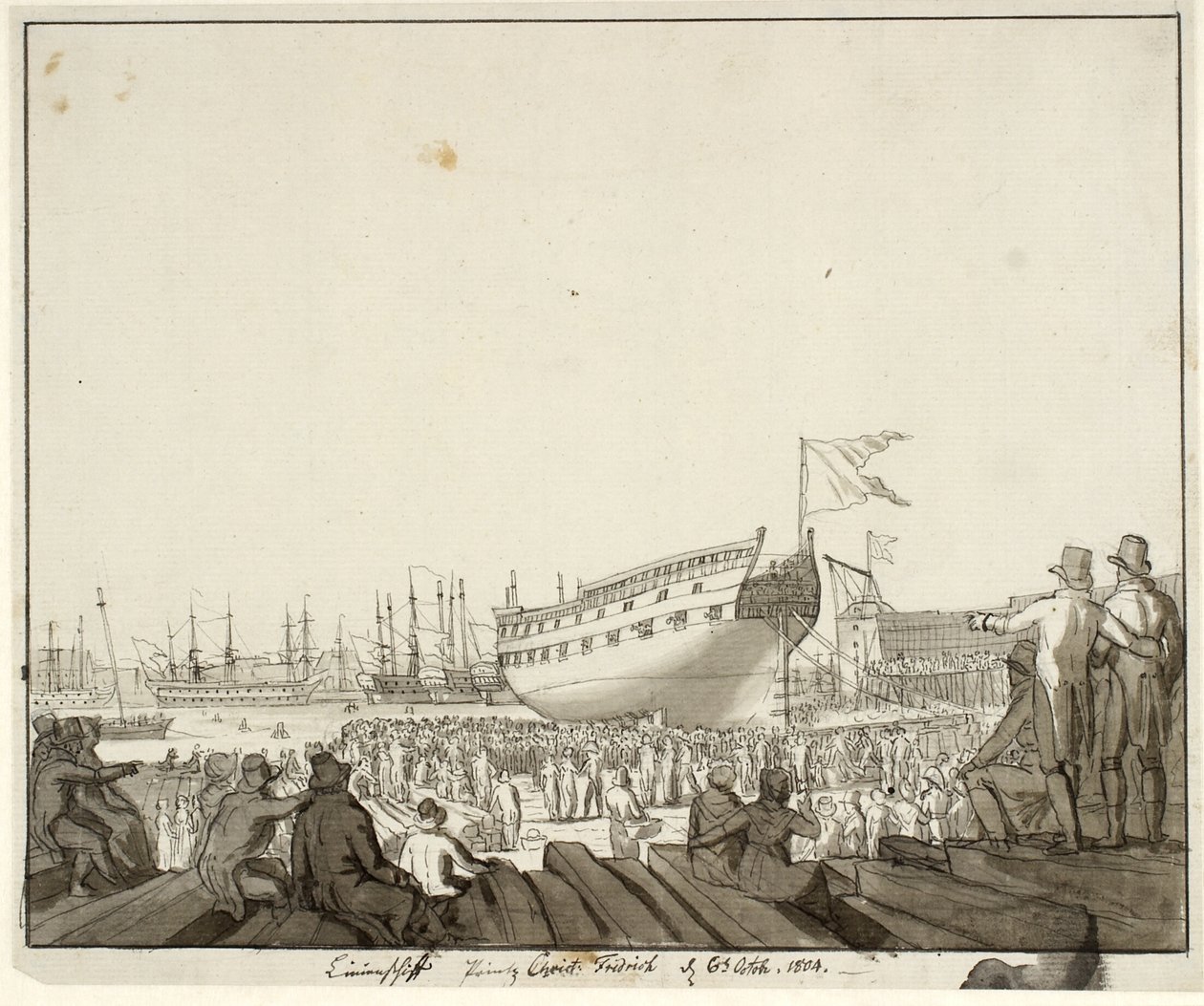 Linjefartyget Prins Christian Frederik går på grund av Christoffer Wilhelm Eckersberg