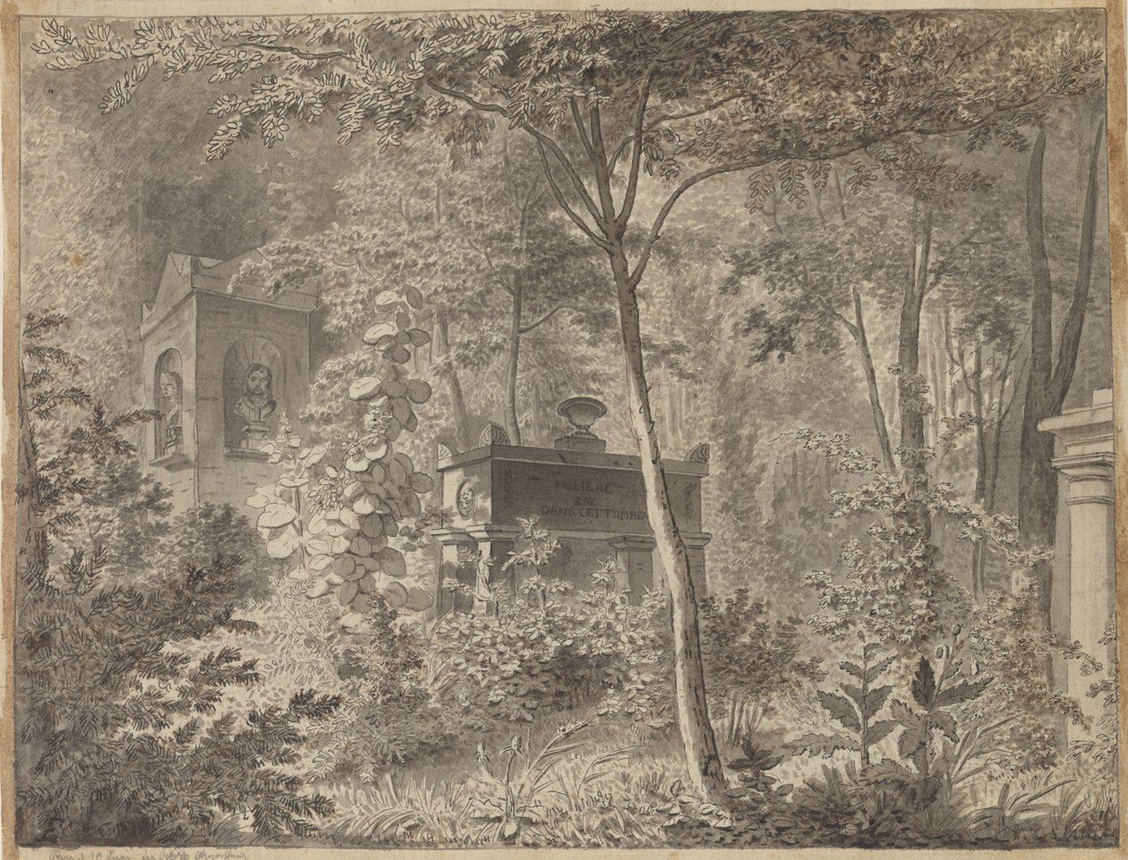 Molières grav i Jardin Elysée des Petits Augustins, Paris 10 juni (1811) av Christoffer Wilhelm Eckersberg