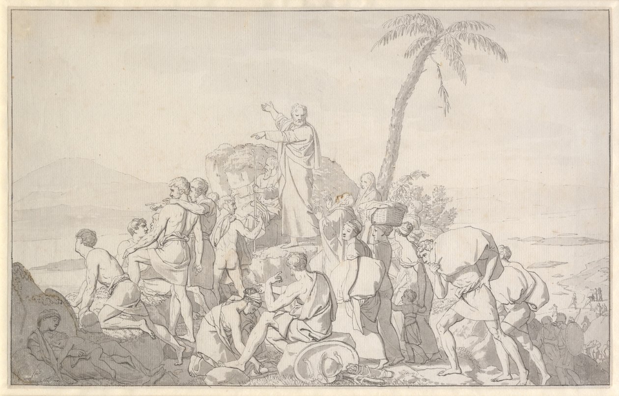 Moses delar vattnet och Faraos armé är uppslukad av Christoffer Wilhelm Eckersberg