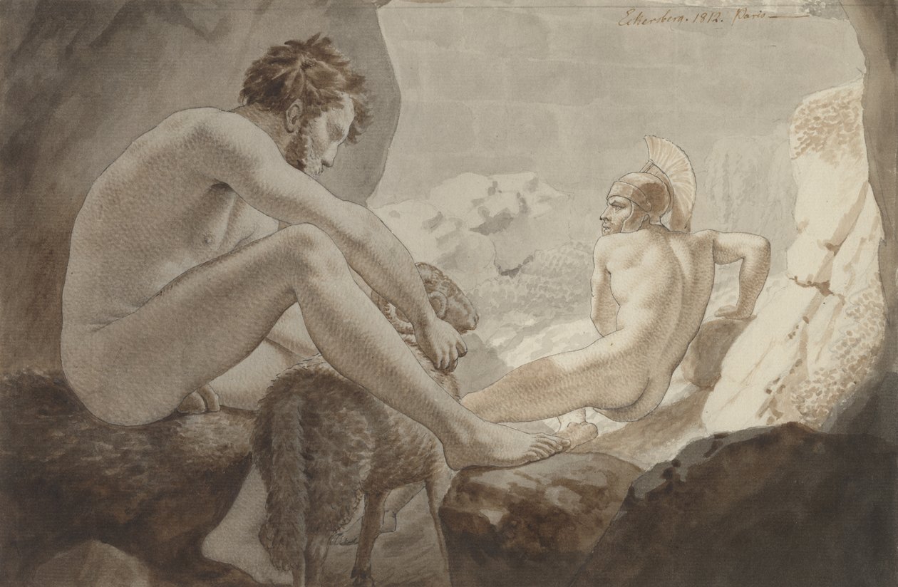 Odysseus flyr från Polyphemus av Christoffer Wilhelm Eckersberg
