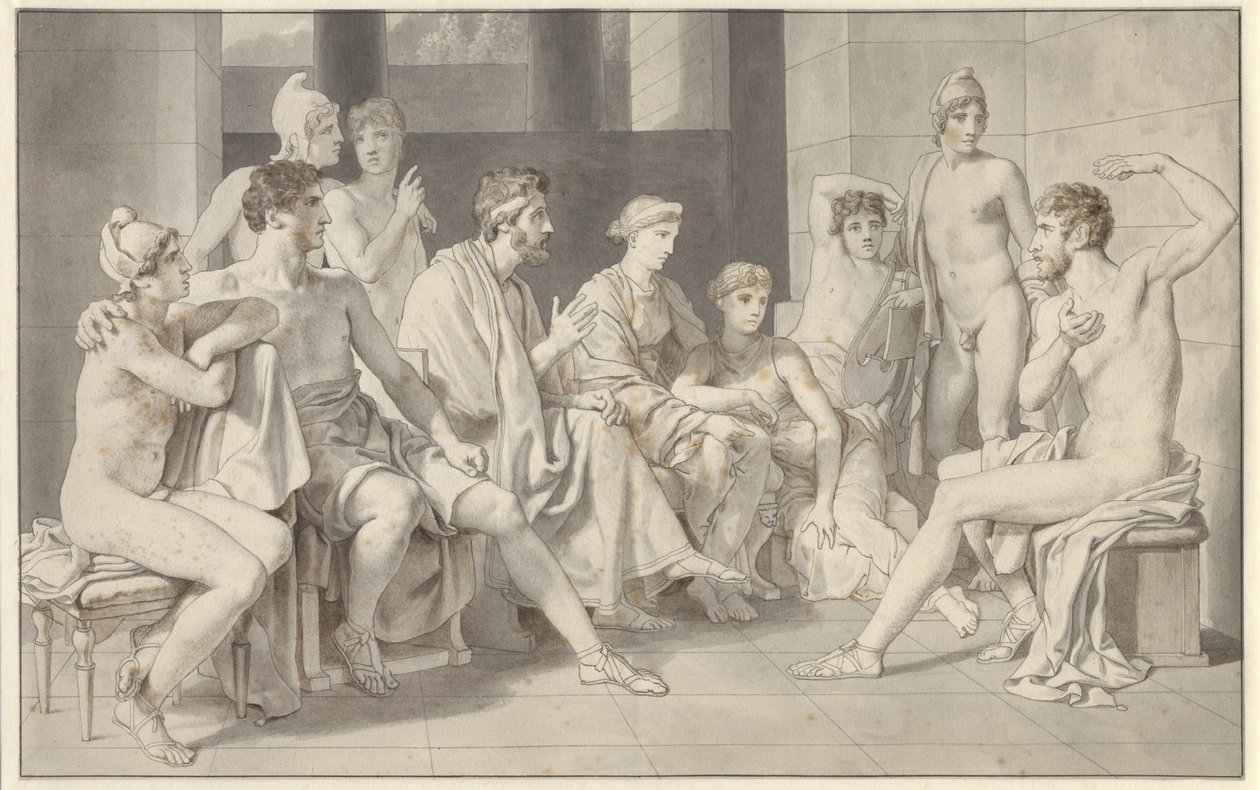Odysseus berättar om sitt liv på Alkinoos av Christoffer Wilhelm Eckersberg